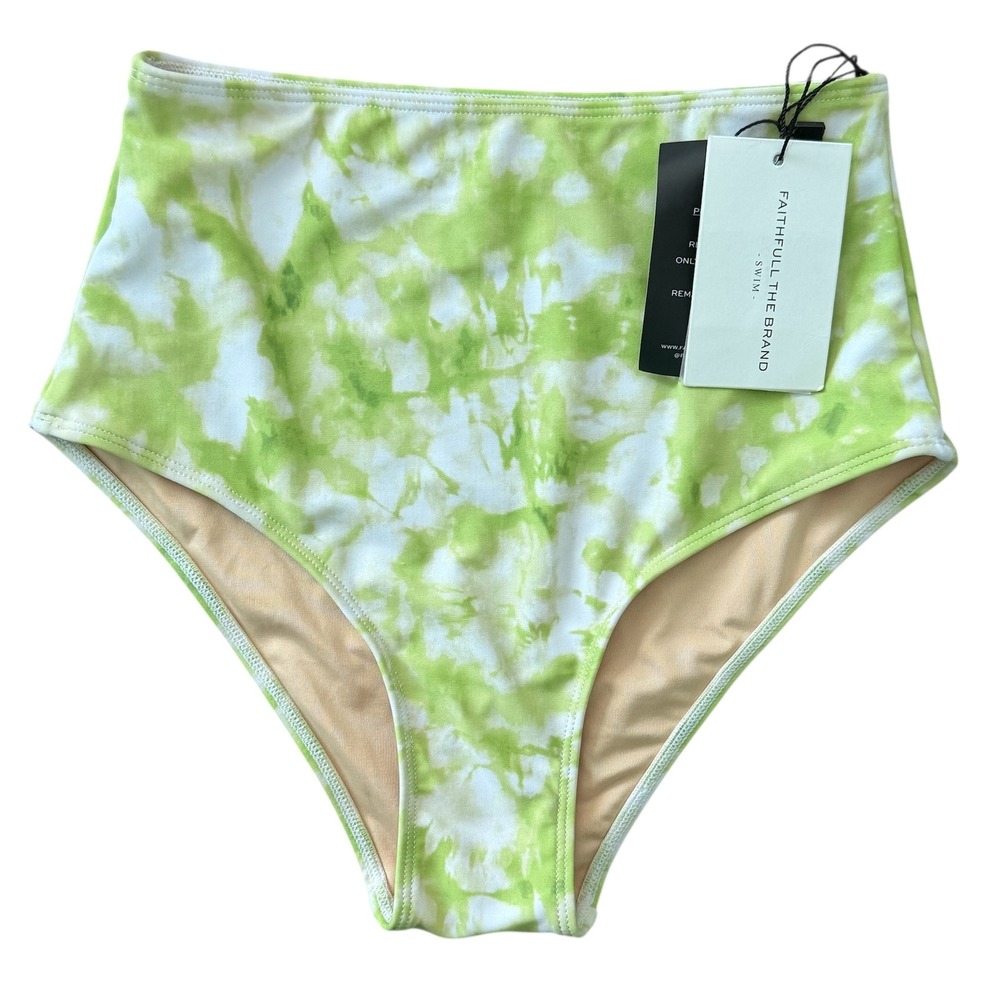 FAITHFULL THE BRAND Chaumont Bottoms Roos Tie‎ Dye Lime Swim Bikini XS NWT